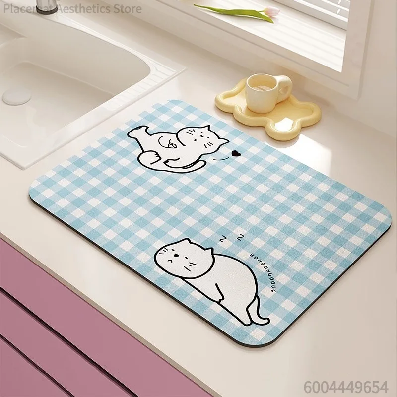 Checkerboard Pattern Machine Drip Mat with Non-Slip Rubber Sole Anti-Dirt for Coffee Machine Kitchen Sink Bathroom Countertop