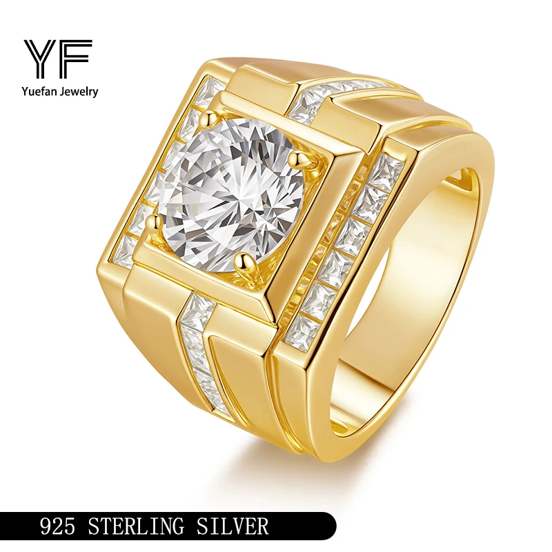 

925 Silver Ring Man Wide Rings Man Fashion Jewelry Gold Moissanite Rings Atmospheric Business Ring For Men Christmas