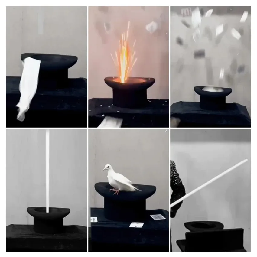 Dove Appear Hat Scarf Silk Cane Disappeared Spray Cards Magic Tricks Props Illusion Gimmic Professional Magician Remote Control