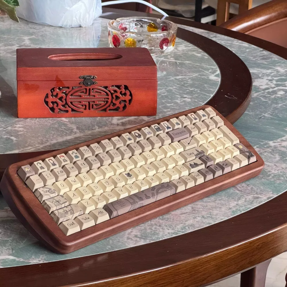 

NULL100 комплект деревянной механической клавиатуры, беспроводная трехрежимная прокладка, горячая замена, пользовательская 96% орех, офисная игровая клавиатура, поддержка VIA