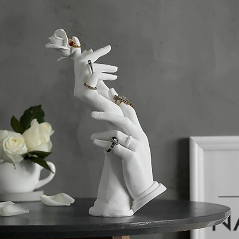 Anel de Resina Escultura Molde Mão, Exibição de Jóias, Suporte do Anel, Pulseira, Colar Mostrando, Estátua para Escritório, Decoração da Sala