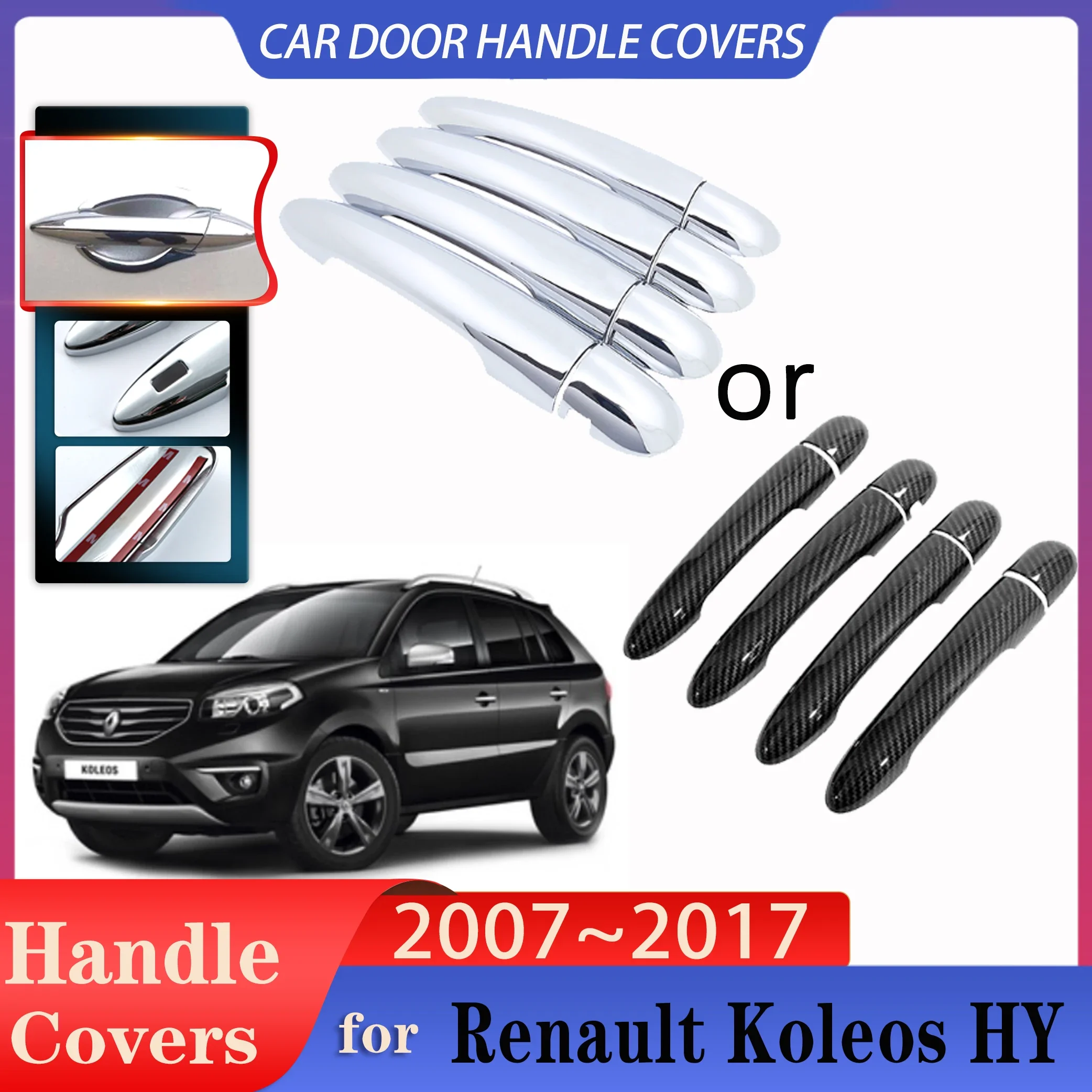 for Renault Koleos Samsung QM5 I MK1 2007~2017 Car Imitation Carbon Fiber Handles Or Chrome Door Handles Covers Car Accessories
