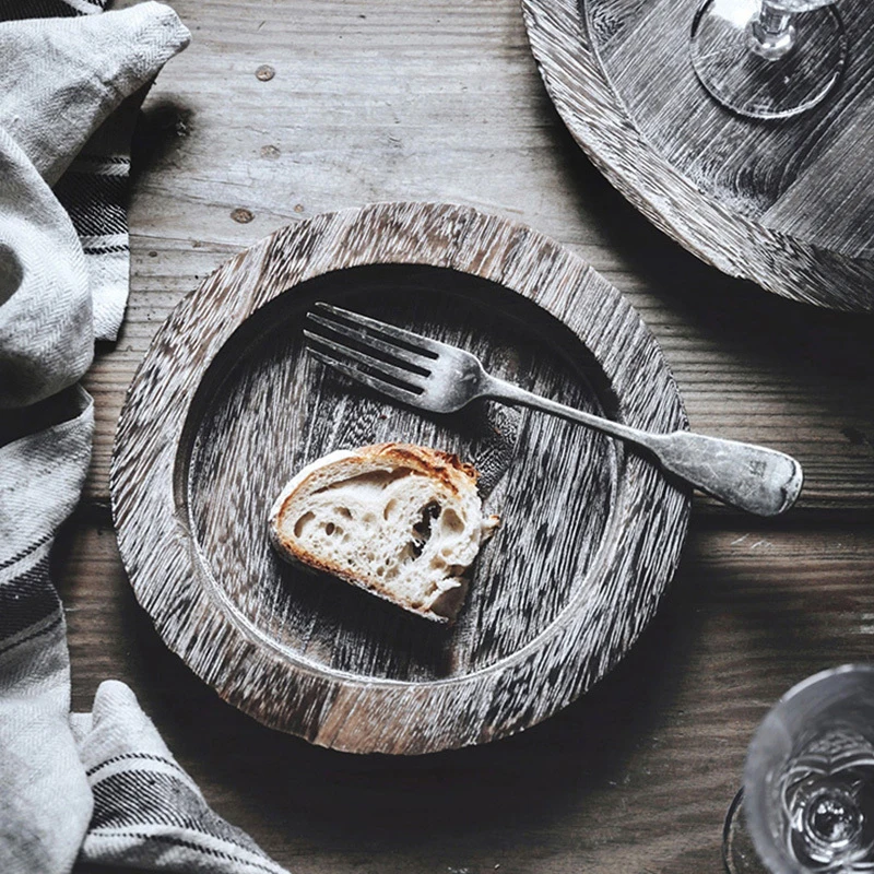 

Clearance Goods Cost Price Only One Retro Wooden Plate Solid Wood Pan Fruit Bread Dishes Food Storage Tray Photography Props
