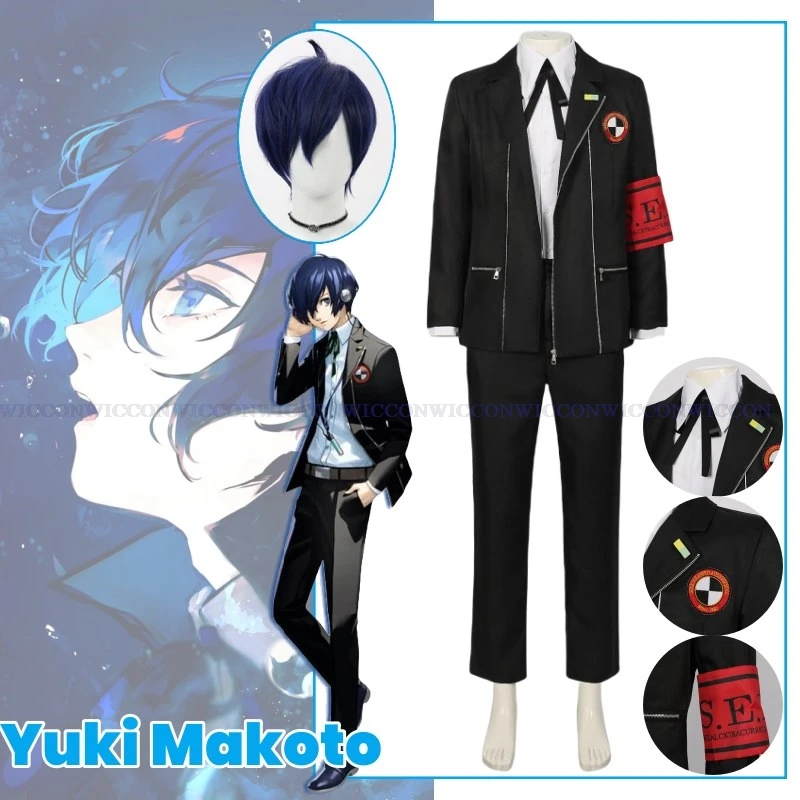 Yuki Makoto Cosplay Fantasia, Peruca do jogo, Uniforme Unisex, Vestido Performance, Festa de Halloween