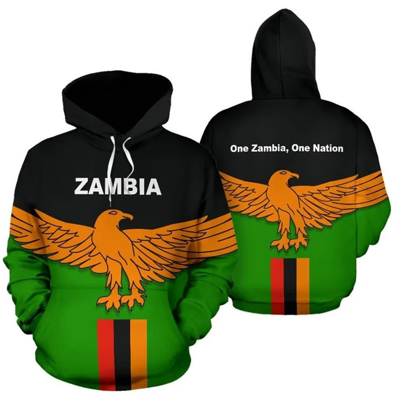 Zambia Flag Map 3D Print Hoodies For Men Clothes Africa Boy Tracksuit Coat Of Arms Graphic Sweatshirts National Emblem Male Top