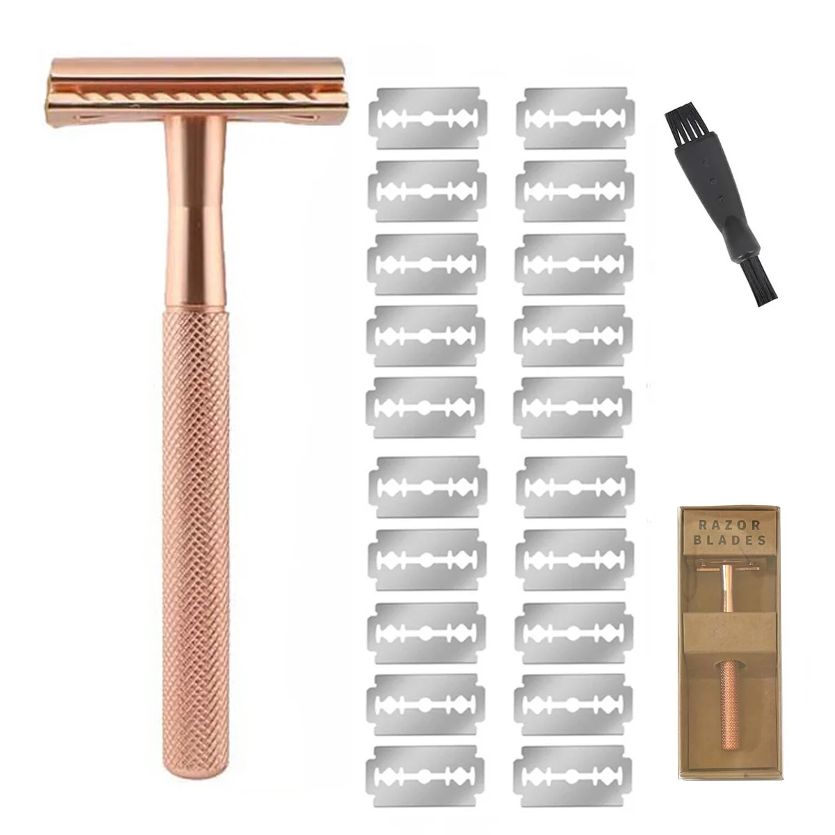 Safety Razor for Men & Women Double Edge Single Blade Razor with 20 Blades Reusable Beard Shaver