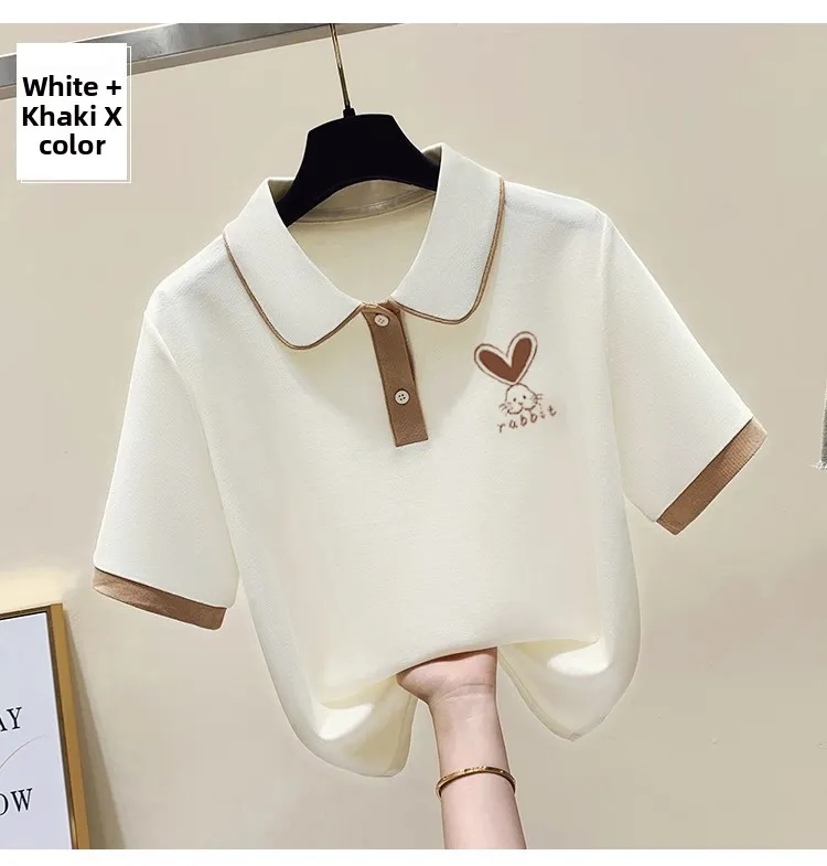 Summer Loose School Style Short Sleeve T-Shirt Cute Print Cotton Top for Young Girls Student Fashionable Casual Wear
