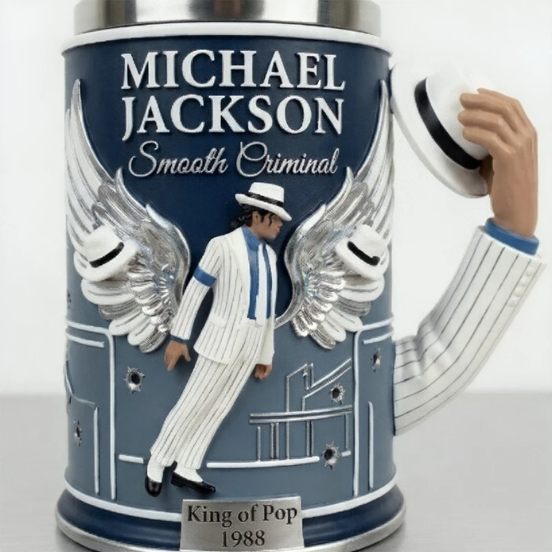 Michael Jackson King of Pop 3D Resin Mug Multi-Style Collectible Cup Stainless Steel Liner Collectible Coffee Cup for MJ Fans view 6