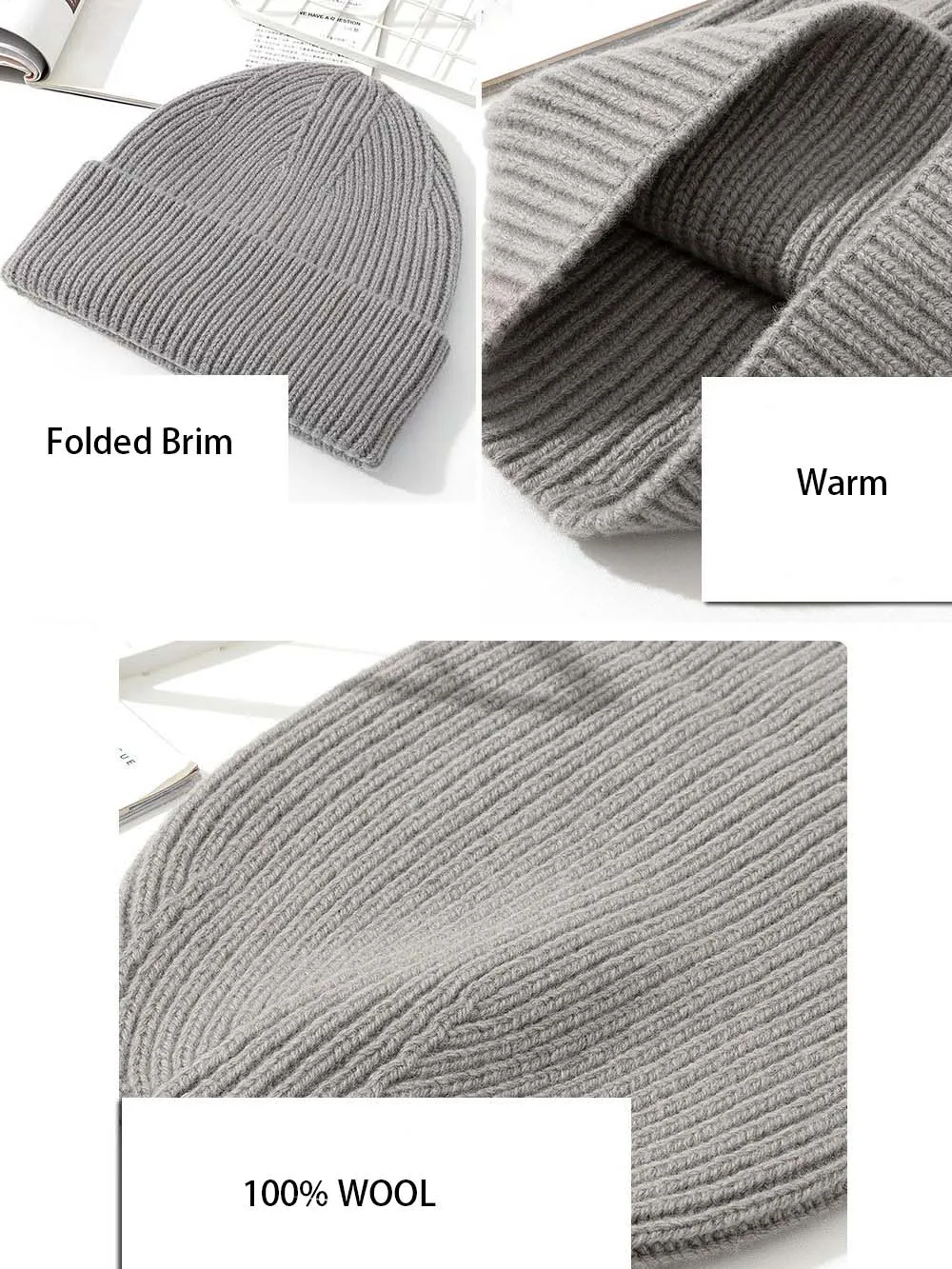 Wool Beanies Women Knitted Cap Hat Men Winter Warm Bonnet