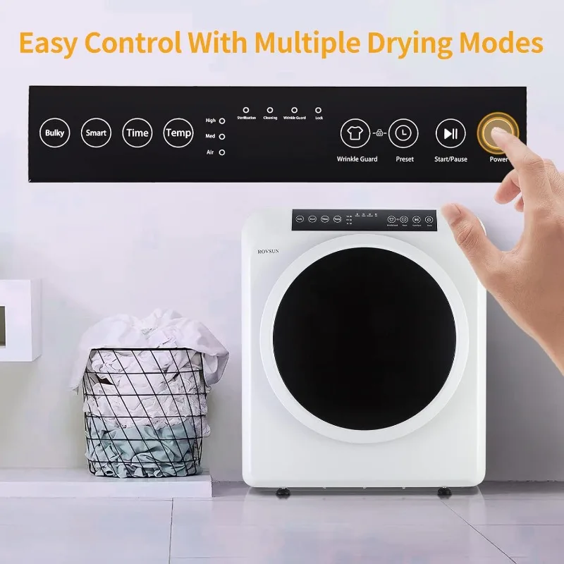 ROVSUN 3.5 Cu.Ft Portable Clothes Dryer, 13.2LB Front Load Tumble Laundry Dryer with High End LCD Touch Screen