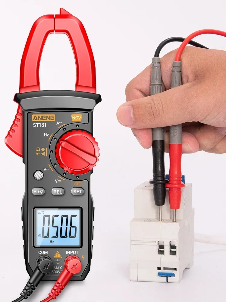 ANENG Miernik Cęgowy Multimetr 4000 Odczytów Cyfrowy ST181+B19 Tester Napięcia i Prądu AC Amperomierz Hz/Kapacymetr/NCV/Tester Rezystancji Narzędzia — 2