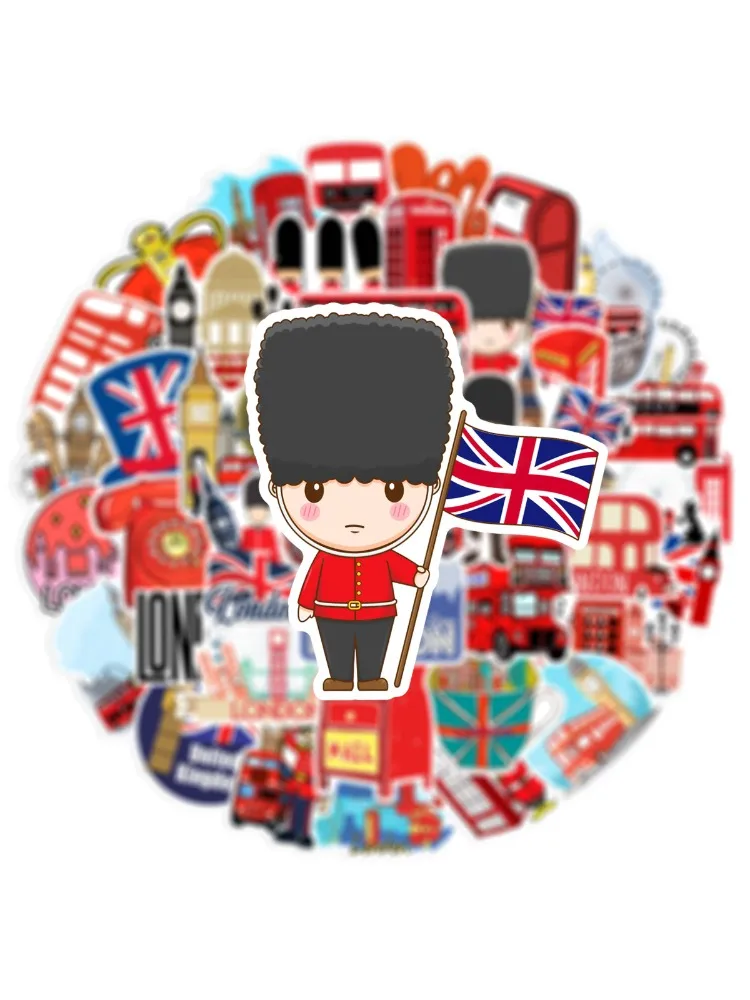 AliExpress NONE 50Pcs Red Buildings in London Graffiti Stickers Water Bottle Laptop Phone Bicycle Luggage Case Skateboard Children Adult Sticker