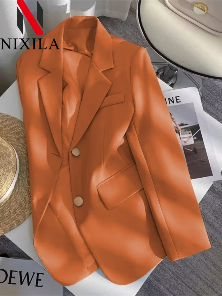 Women's Double Breasted Blazer Chic Office Lady Vintage Coat Fashion Notched Collar Long Sleeve Ladies Outerwear Stylish Tops