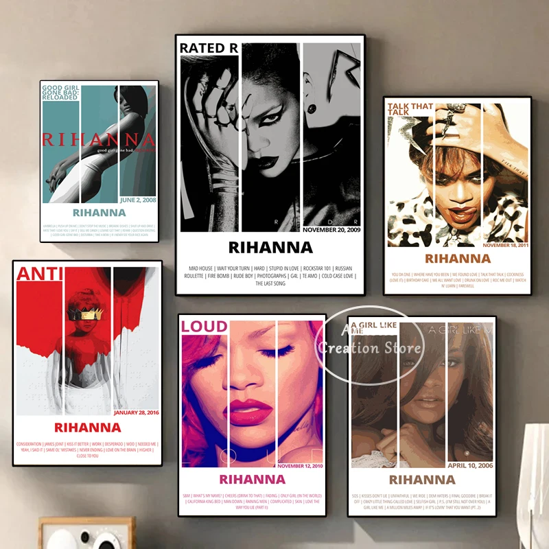 ملصق R-Rihannas ، المغني الشهير ، فتاة جيدة سيئة ، إعادة تحميل غلاف الألبوم ، لوحة قماشية ، مطبوعات ، صورة جدارية ، ديكور غرفة المعيشة #1