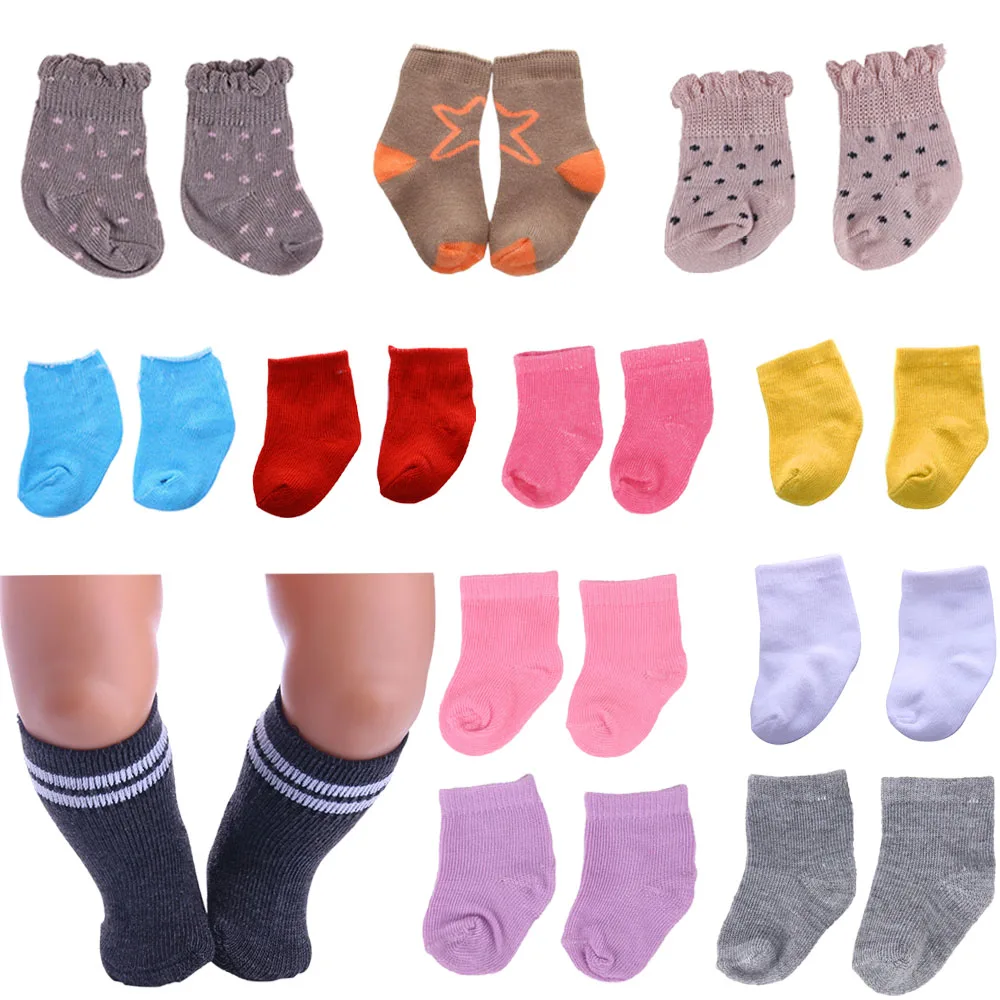 Doll Solid Colors Socks For 18Inch American Doll&43Cm Reborn Baby Doll Clothing Accessories For Our Generation Girl's Toy Gifts