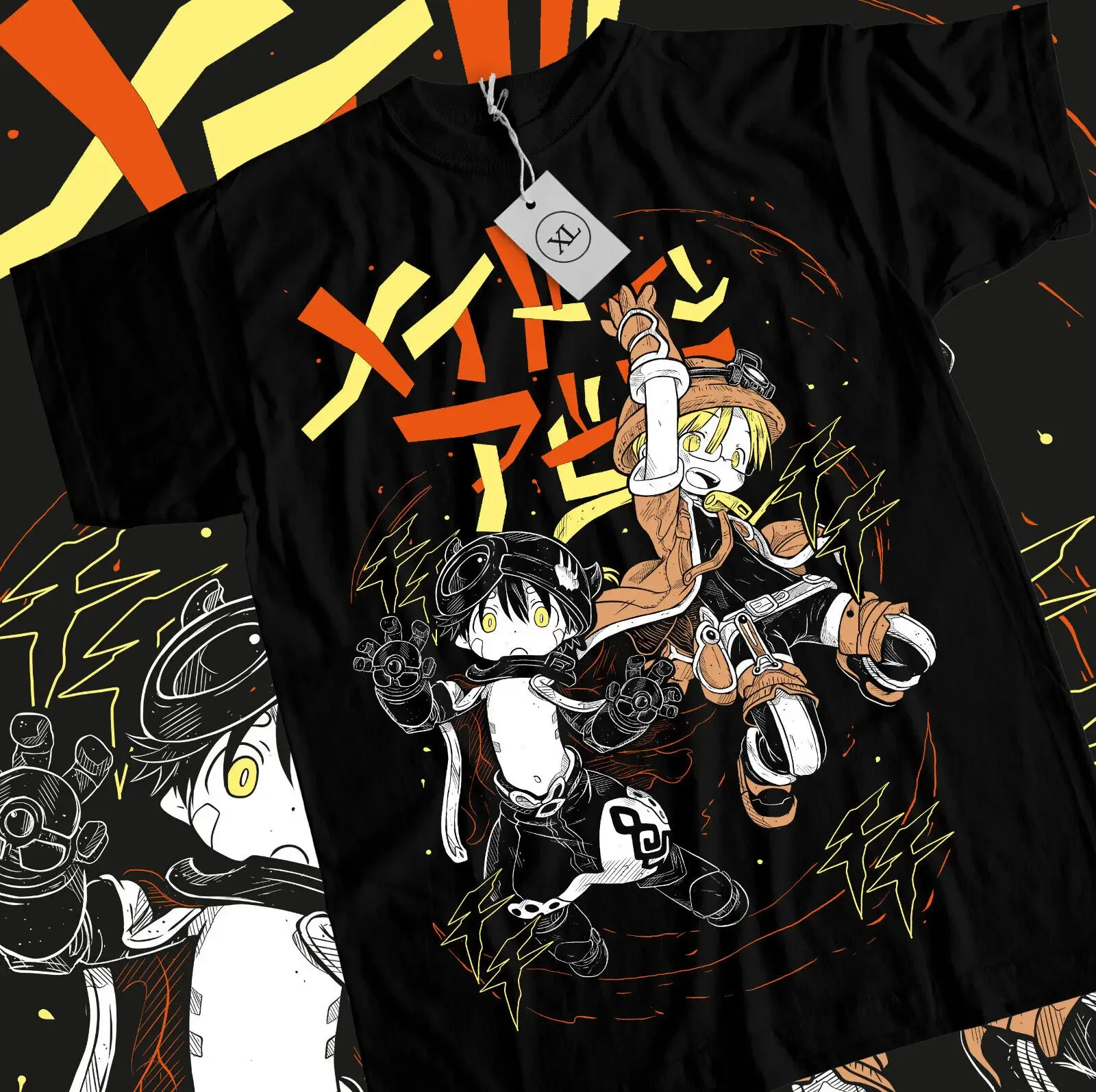 

Made in Abyss T-Shirt Girl anime Kawai nanachi faputa Daily manga Black Shirt