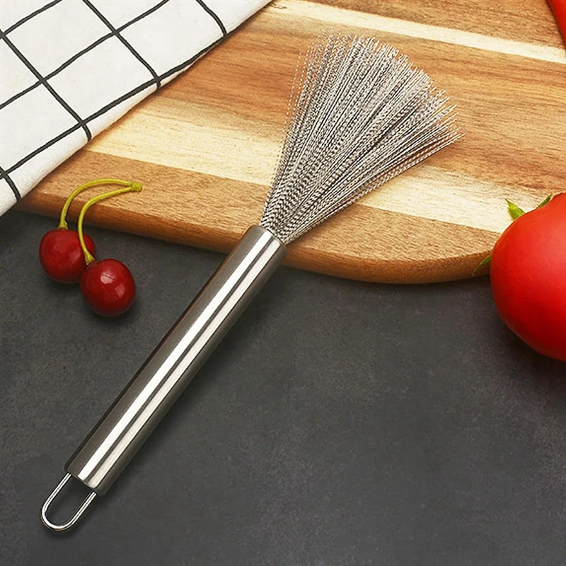 G6 Heavy-Duty Stainless Steel Wire Kitchen Brush Non-Slip Handle Durable Scrubber with Hang Hook for Dish Pot Stove