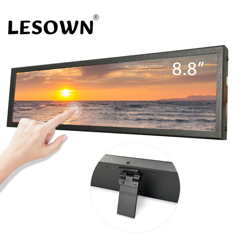 

LESOWN Type C Stretched Bar Touchscreen LCD Monitor 8.8 inch 1920x480 IPS HDMI Small Long Wide Sub Screen PC Temperature Display