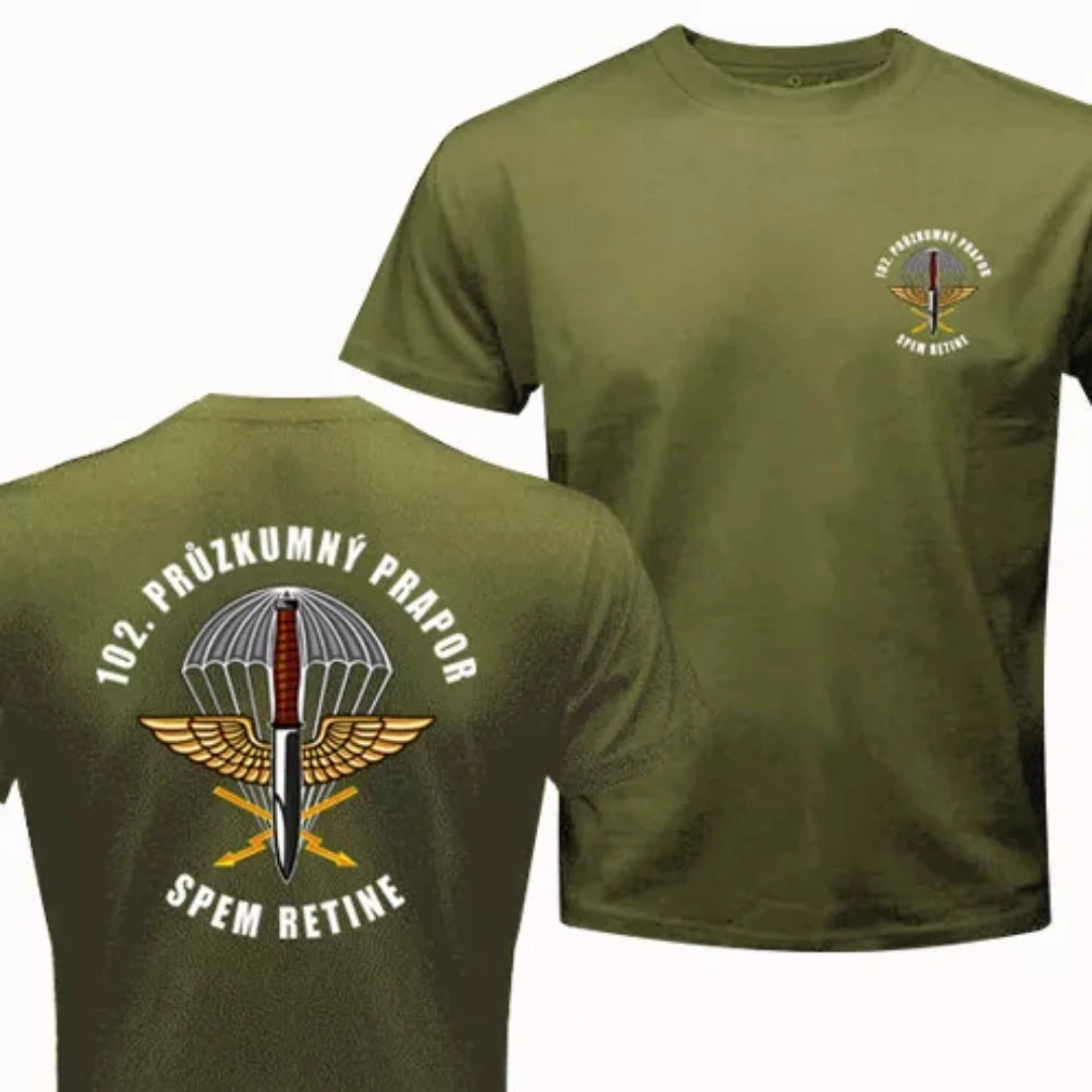 102nd Recon Battalion Czech Army Special Forces Paratroopers T-Shirt 100% Cotton O-Neck Short Sleeve Summer Casual Mens T-shirt