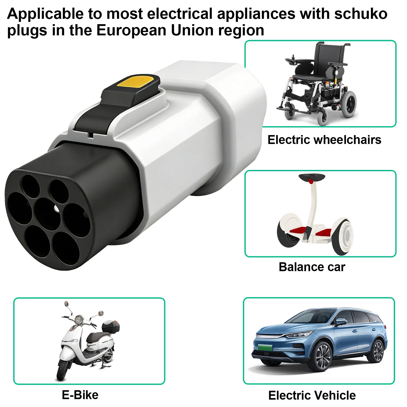 Type 2 Male to Schuko Discharging Adapter IEC62196-2 Standard Charging Station Discharge Converter Suitable For Electric Scooter