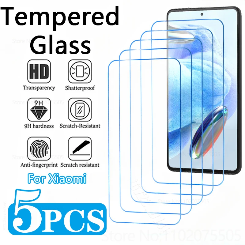 5PCS Screen Protector For Xiaomi Mi 12T 11T 10T Pro 10T Lite 5G 9T Tempered Glass For Xiaomi Mi A3 A2 Lite 11 10 9 8 Lite 5G NE