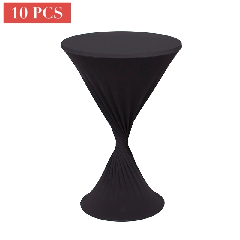 10PCS Cocktail Spandex Fitted Elastic Tablecloths Decor Hotel Wedding Party Round Table Covers Black White Red Table Cloth Lycra