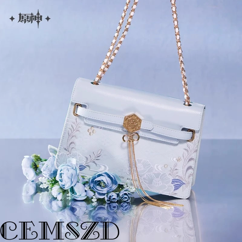 [정품] 게임 Genshin Impact Kamisato Ayato 여성용 프린지 체인 백 애니메이션 만화 체인 숄더 백 할로윈 액세서리