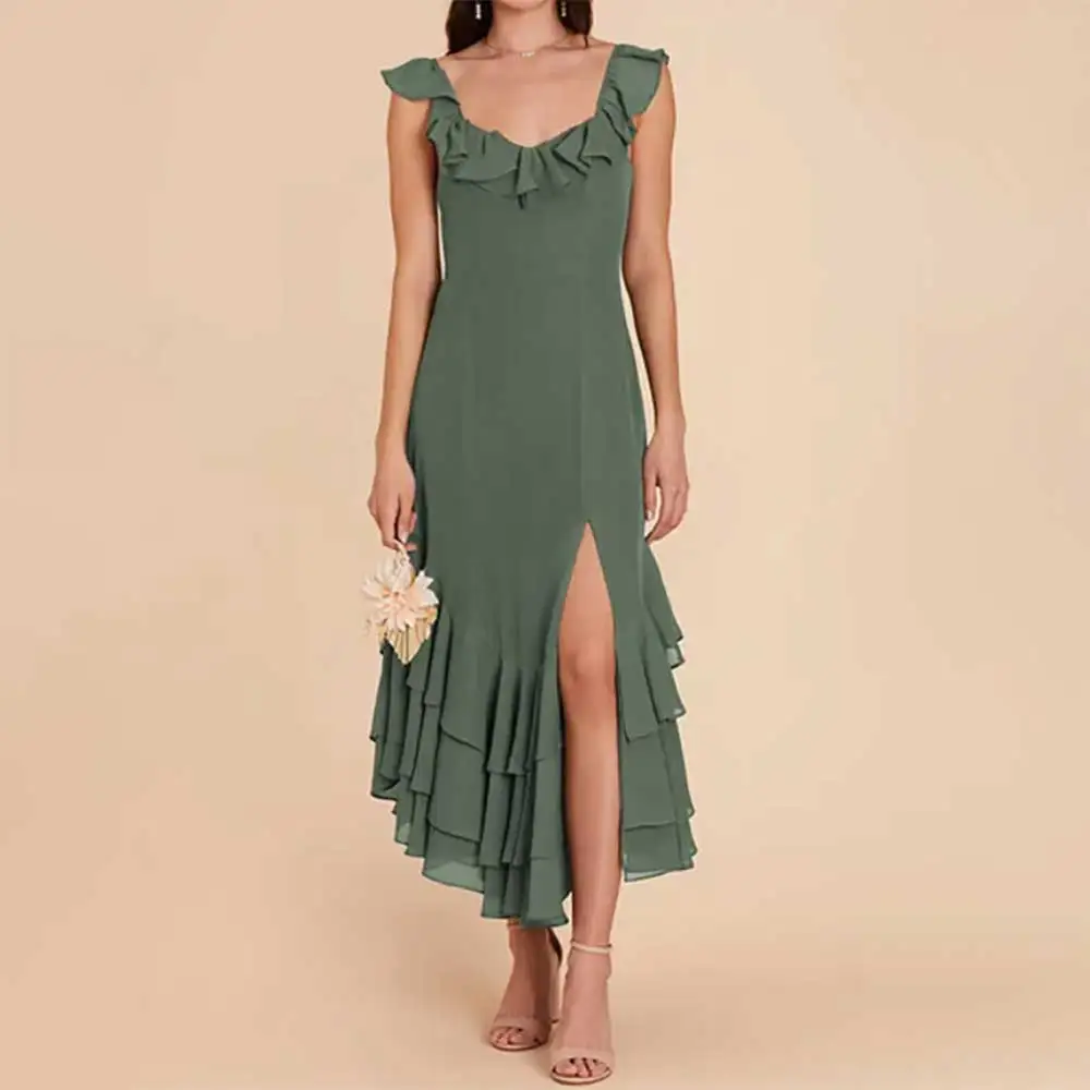 

Sexy Sweetheart Neck Sleeveless Ruffled Backless Evening Dress Prom Party Dress Bridesmaid's Dresses Elegant Wedding Guest Dress