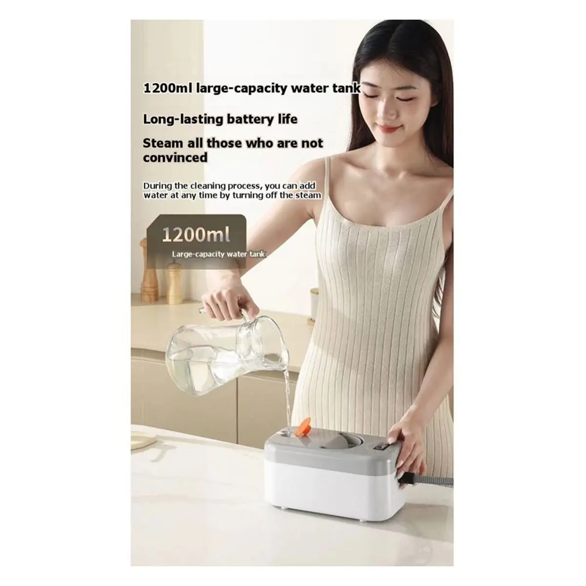 [HIHI] High Pressure Steam Cleaner 1200W Portable Handheld Steam Cleaner Clean Grease Heat UP Machine Kitchen Car EU Plug
