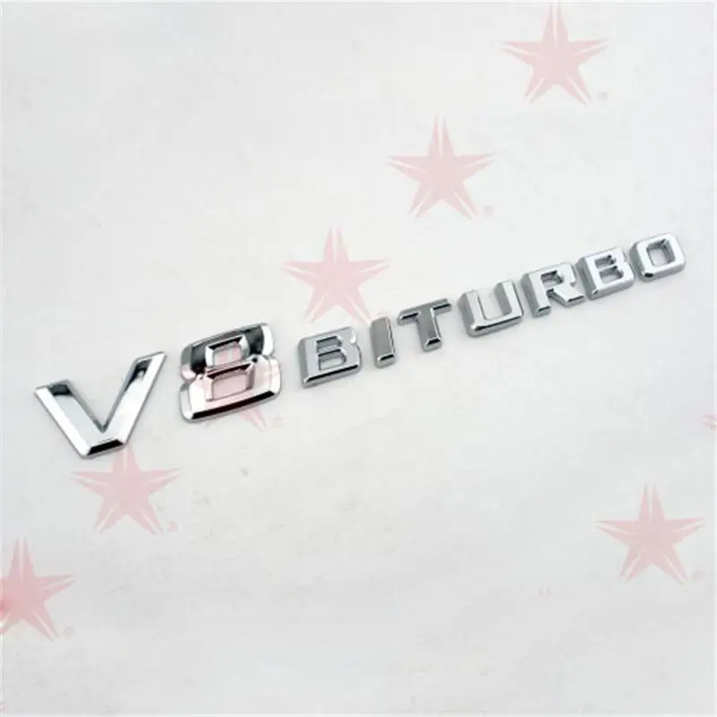 For Benz BITURBO Car 3D Stickers Vehicle ABS Letter Logo Auto Side Sticker Car Side Trunk Nameplate Sticker