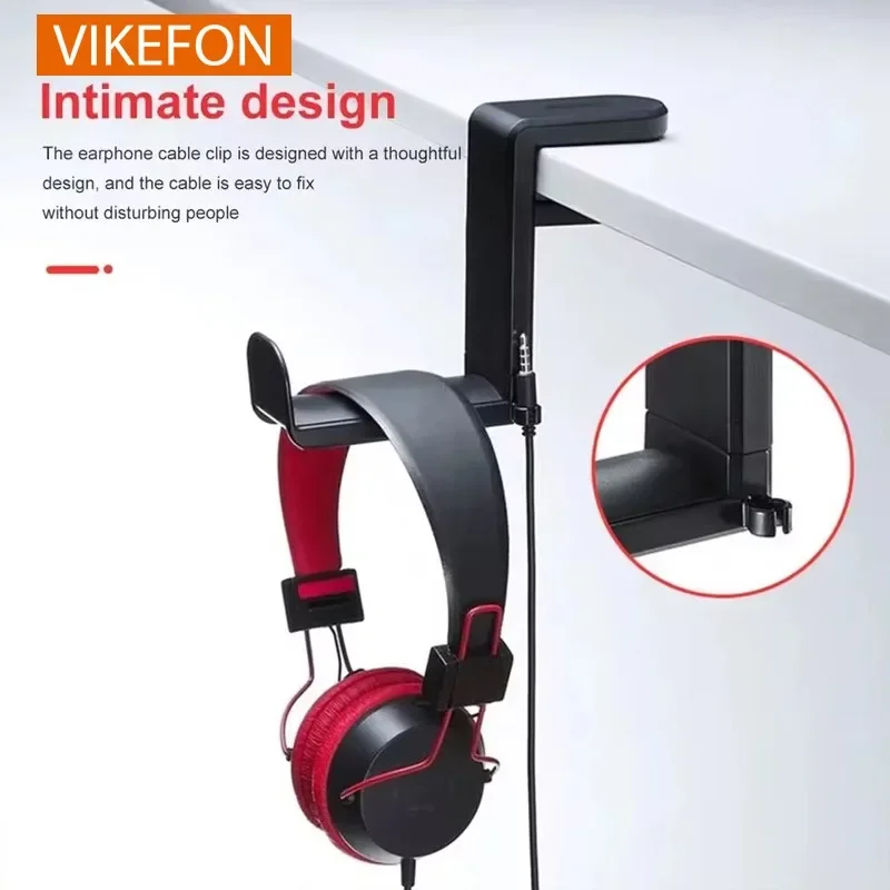 Pc Headphone Stand No Punch Table Clip Hook Headphone Holder 360 Degree Rotating Headphone Holder Miscellaneous Storage Hanging