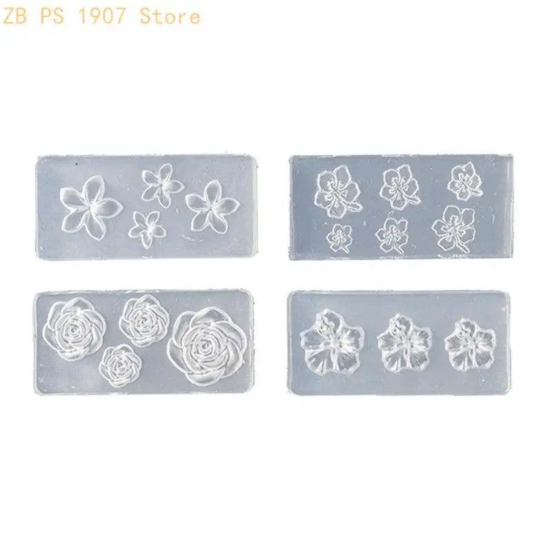 

4 Pieces Floral Art Silicone Molds Crafting Tools for Gel Polish Designs 55KA