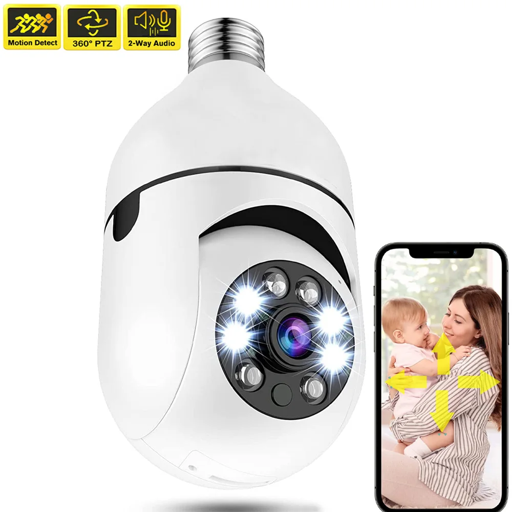 

3MP 1080P Light Bulb WiFi IP Camera Smart Home CCTV 360 PTZ Indoor Surveillance Security Protection Cam Pet Baby Video Monitor