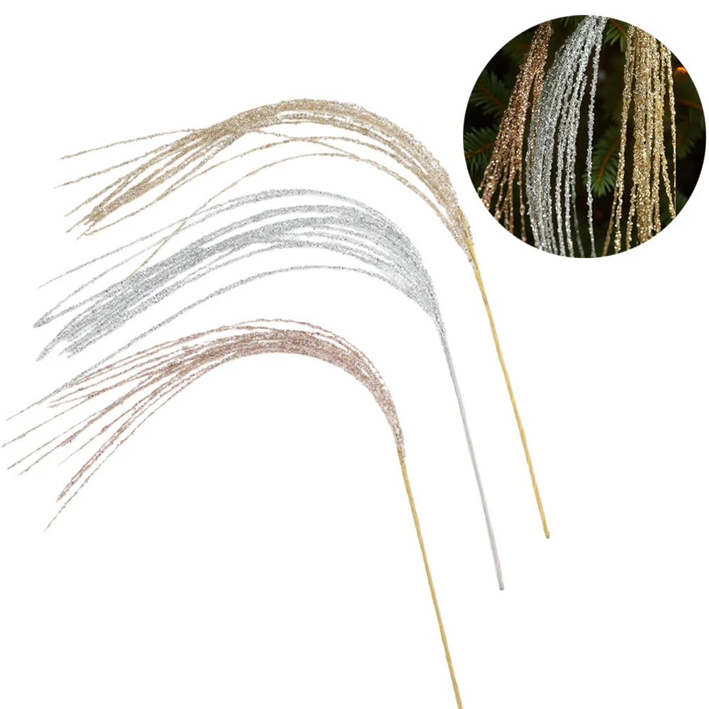4pcs 90cm Christmas Party Branch Sticks DIY Glitter Branches Handmade Sequin Stems for Xmas Tree Decoration Party Ornament
