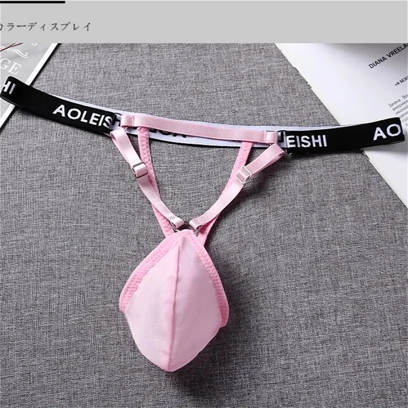 Men's Sexy Pouch Bag Thong Jockstrap Gay Underwear Buttocks Hollow Adjust Sissy G String Male Erotic Lingerie Open Butt Panties