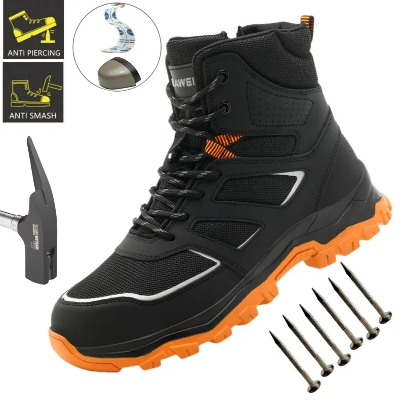 

High Quality Mens Puncture-Proof Steel Toe Safety Boots Industrial Shoe Outdoor Mechanics & Construction Work Boots