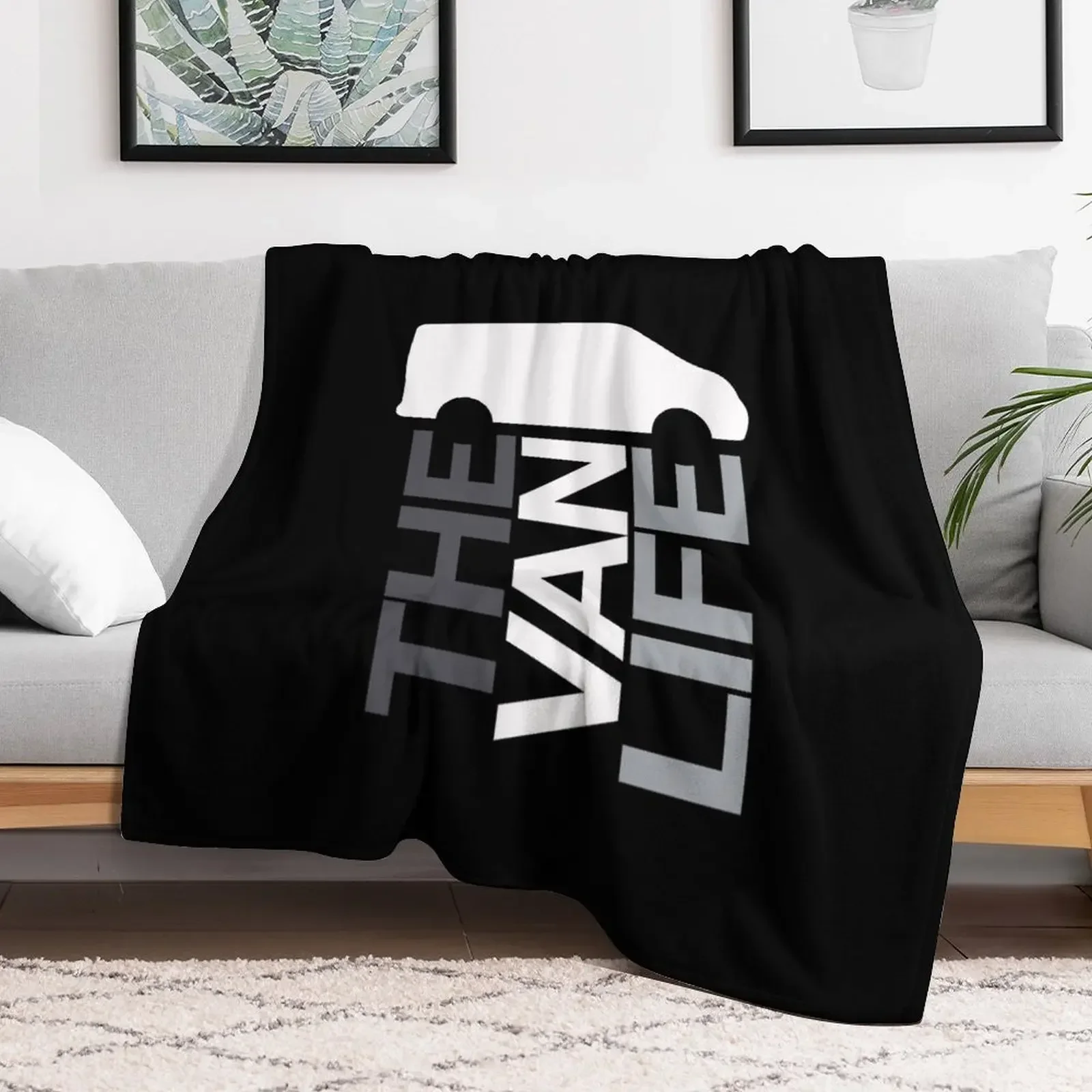 

The Van Life Logo : greyscale Throw Blanket Sofa Quilt Soft Plush Plaid Blankets