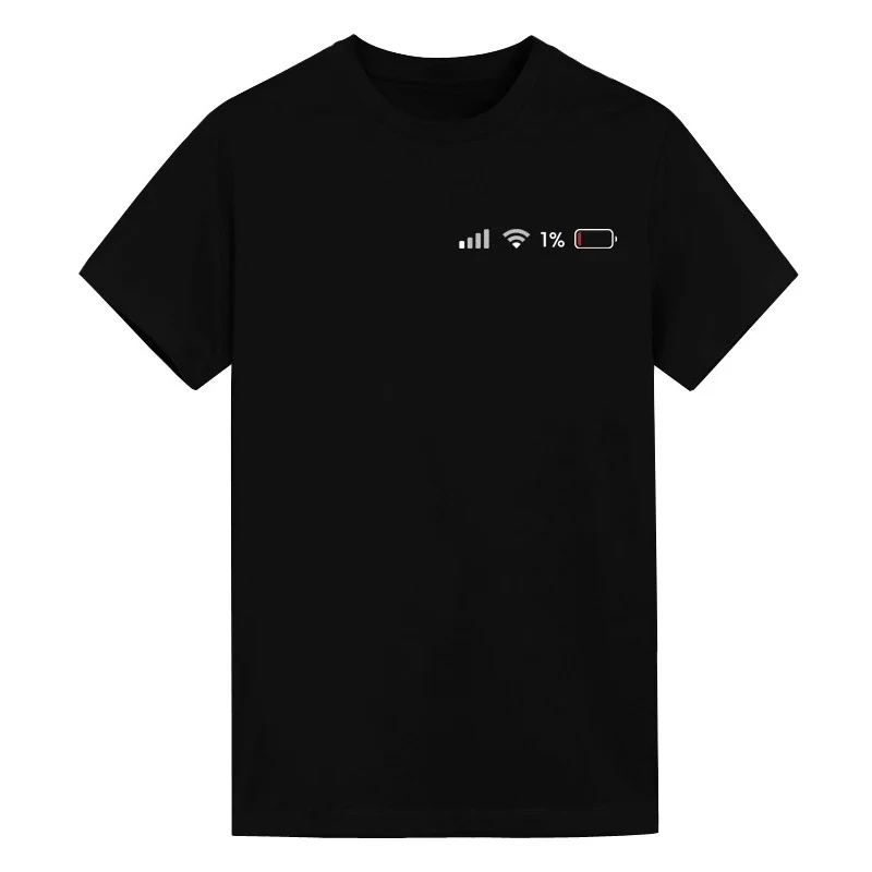 2025 quotidien pleine durée de vie de la batterie T-Shirt à manches courtes Signal complet panne de courant pourcentage un T-Shirt à manches courtes Vintage décontracté hauts