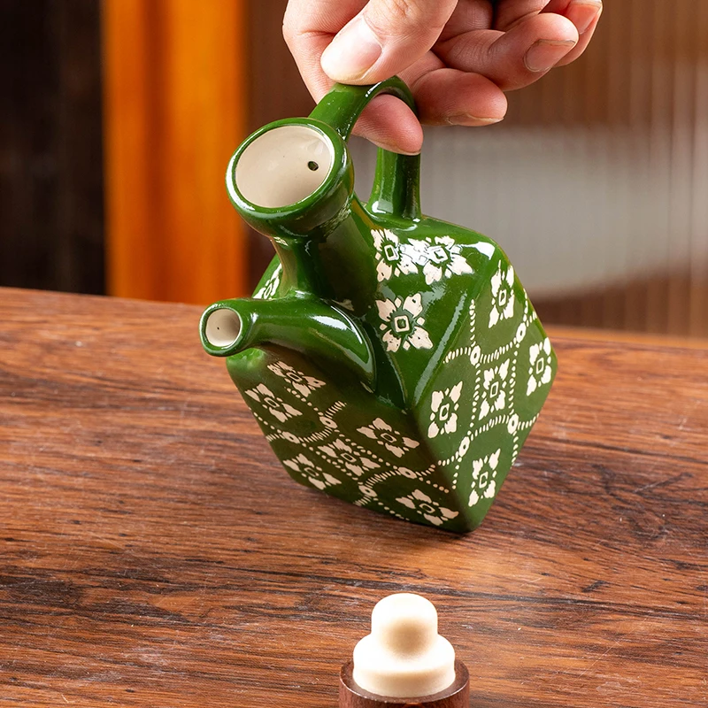 Ceramic underglaze color American isolation flower oil pot vinegar  chili  sauce vinegar  commercial household