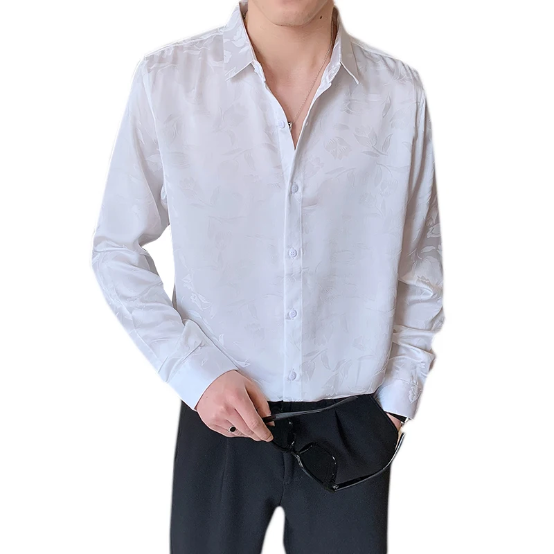 

Men Fashion Floral Shirt Stylish - Long Sleeve Casual Top Lightweight Urban Commuter Wear Streetwear Printed Button Down Shirt