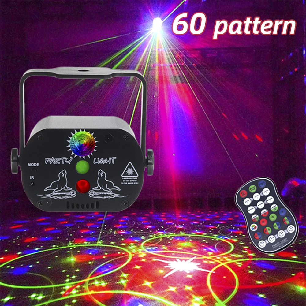 RGB Stage Lights DJ Disco Party Stage Lighting Effect With Remote Control Rechargeable Laser Projector Lamp For Bar KTV Decor