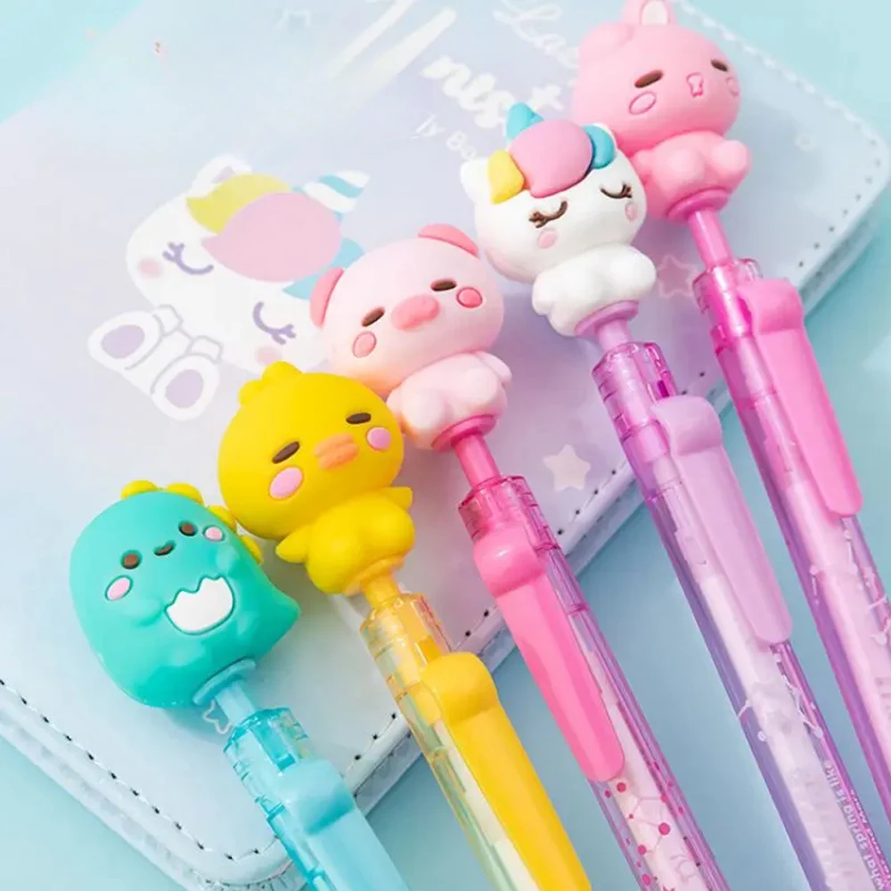 Iigen 5pcs/set Kawaii Gel Pens Cartoon Animal Cute Writing Pen School Supplies Creative Japanese Kawaii Stationery Gift for Kids