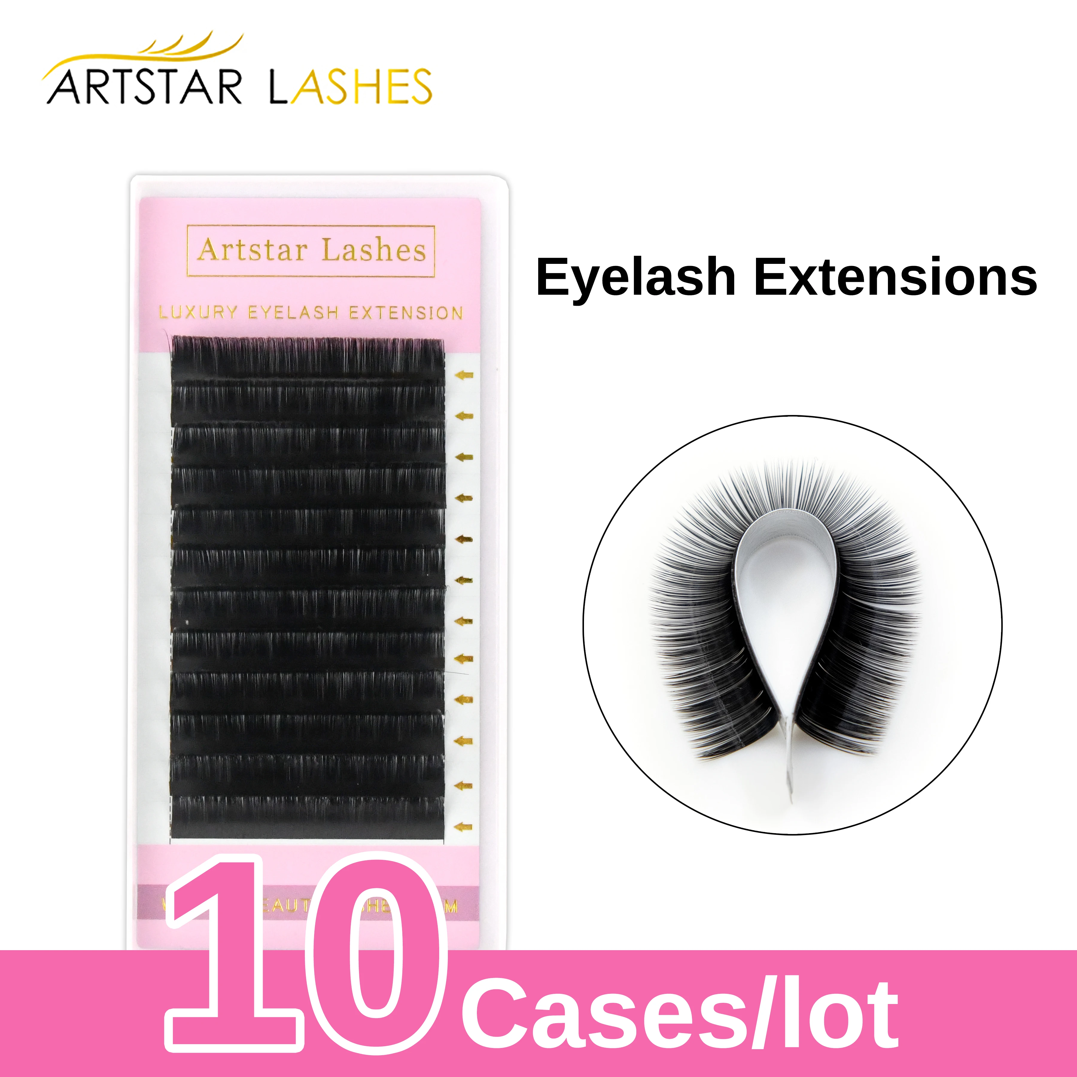 

ARTSTRA 10case/lot Individual Eyelash Extension C CC D DD Natural Long False Eyelash 8-20mm Korea Mink Russian Volume Eyelashes