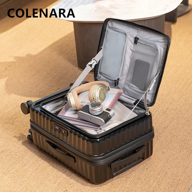 COLENARA Men's Luggage Side Opening Boarding Box Women's Large Capacity Trolley Case Wheeled Travel Bag 20