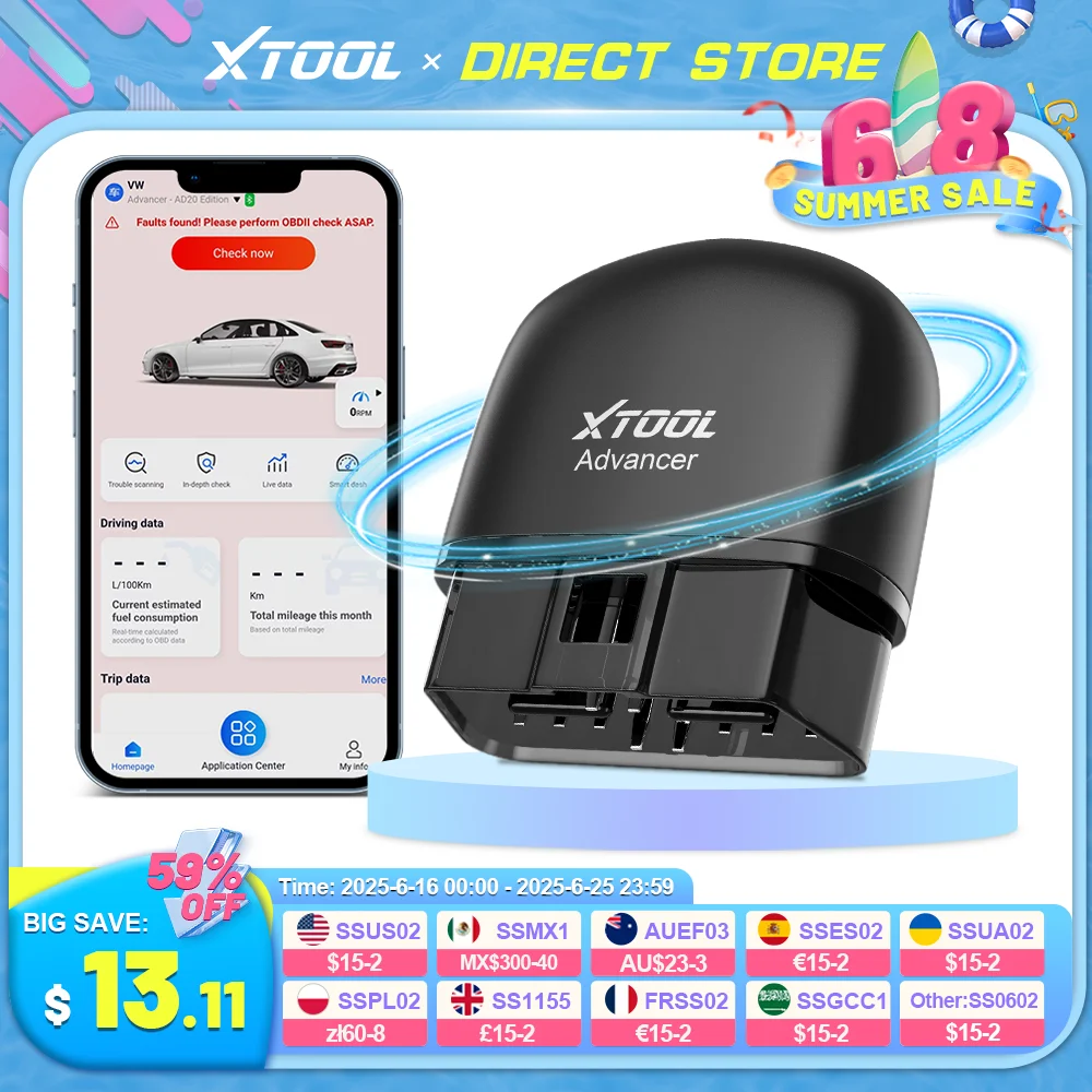 XTOOL AD20 Bluetooth Auto OBD2 Scanner 2025 Codeleser OBD 2 Diagnosetools Fehlercode lesen Motordiagnose Kostenlose Anwendung Kostenloses Update Mini-Version von XTOOL AD20 PRO