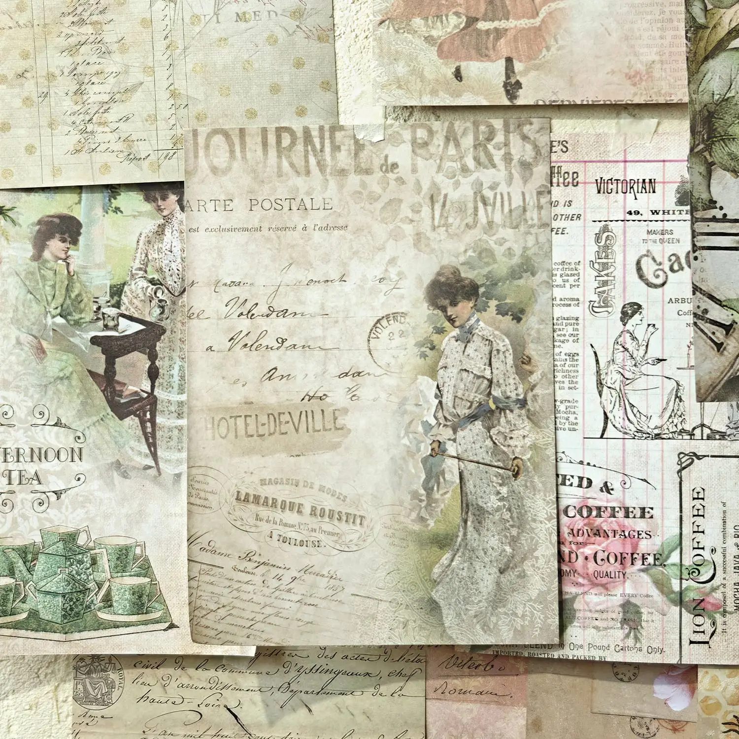 40sheets Retro Ins Decor Junk Journal Material Background Paper Creative Collage DIY Scrapbook Handmade Aesthetic Craft Paper