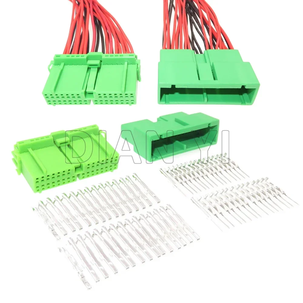 1 Set 30 Way AC Assembly Car Instrument Wire Socket With Terminal IL-AG5-30S-D3C1 For Honda Auto Green Plastic Housing Connector