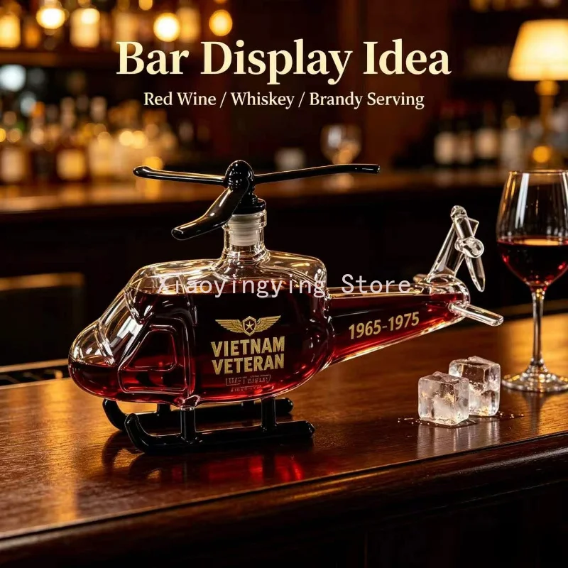 350ml Unique Helicopter Figurine Glass Decanter Ornamental Liquor Bottle For Home Bar Party Collectible Gift