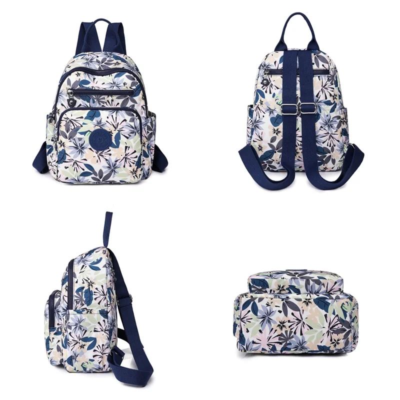 Women's Fashion Versatile Backpacks Waterproof Nylon Cloth Female Printing Rucksack High-capacity Ladies Leisure Travel Knapsack