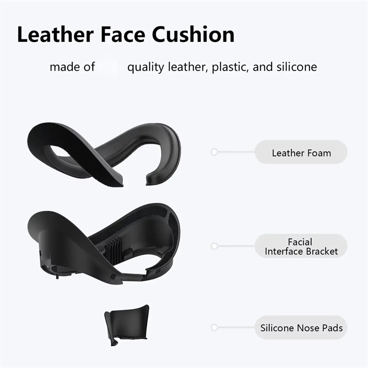 1 Set Face Cover for 4 VR Headset Face Interface Bracket Replacement Washable Sponge Leather Pad for PICO4 / Pro